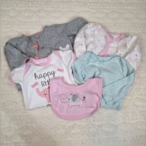 Baby Girl Elephant Clothing Bundle 0–3M Footie Sleeper Onesie Bib Lot